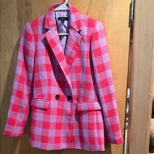 Ann Taylor Pink and Red Checkered Blazer and shorts
